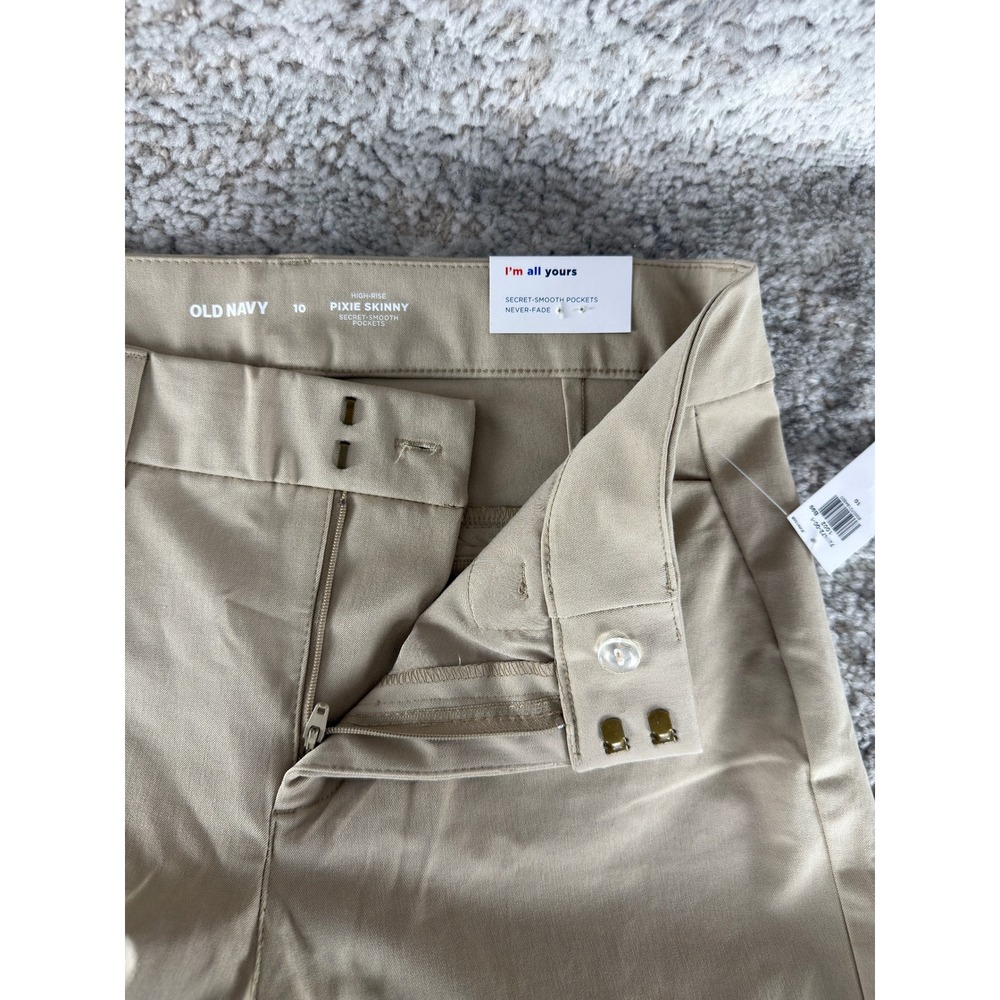 New Old Navy Size 10 High-Rise Pixie Skinny Ankle‎ Chino Pants Tan Women - Picture 7 of 12